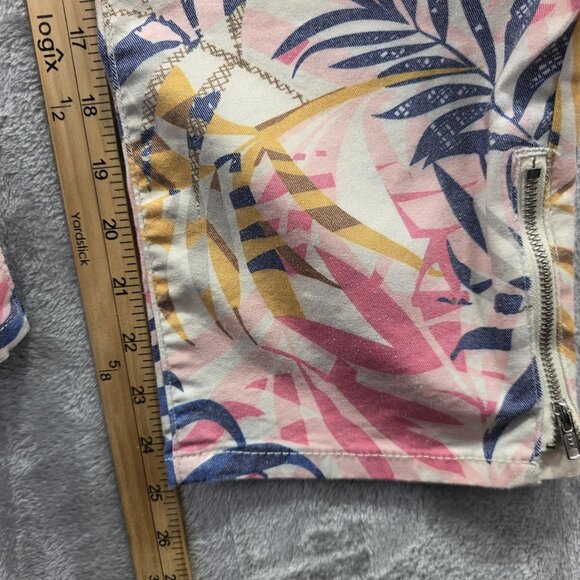 Charlie B Pants Womens 10 Tropical Leaf Print Cropped Zipper Hem Stretch Summer - Picture 9 of 11